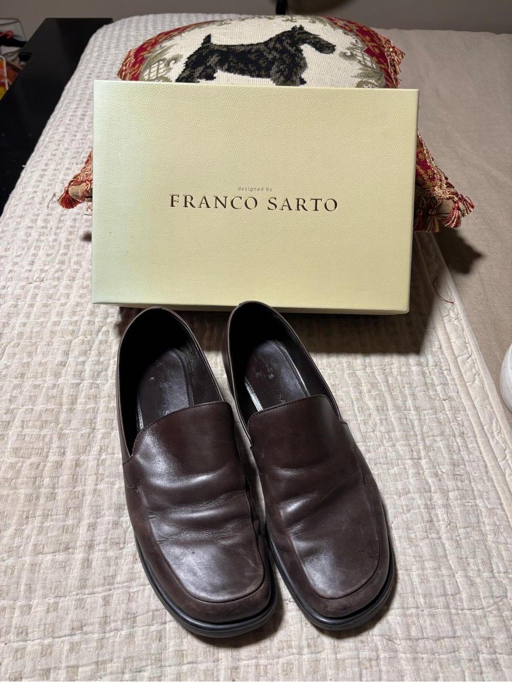 Franco Sarto Dark Brown Leather Slip-On Loafers